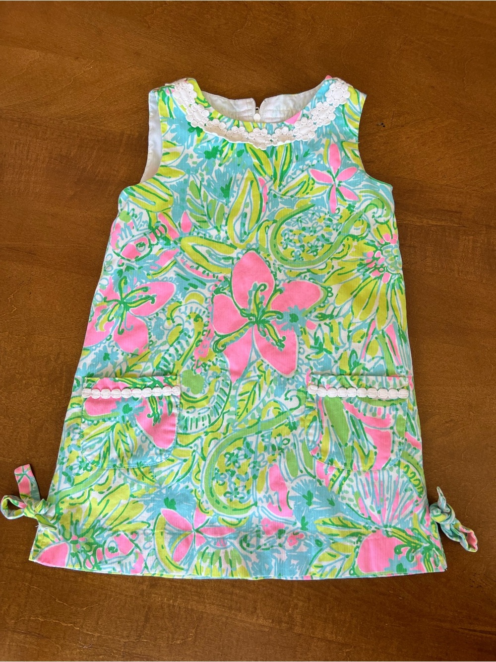 Lily Pulitzer Girls' Floral Sleeveless Shift Dress in Pink & Green